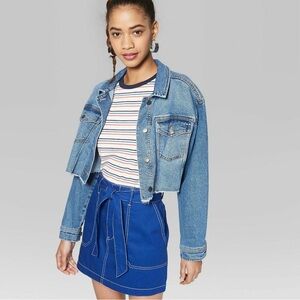 🌟3/$15 NWT Wild Fable Women's Sapphire Blue Belted Contrast Stitch Utility Skirt